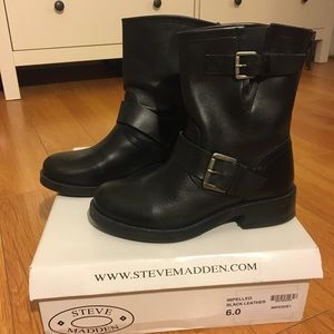 STEVE MADDEN black moto boot ‘IMPELLED’